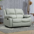 thumbnail image 2 of HOMCOM Double Seat Recliner PU Leather Reclining Sofa with Arms, Light Grey, 2 of 10
