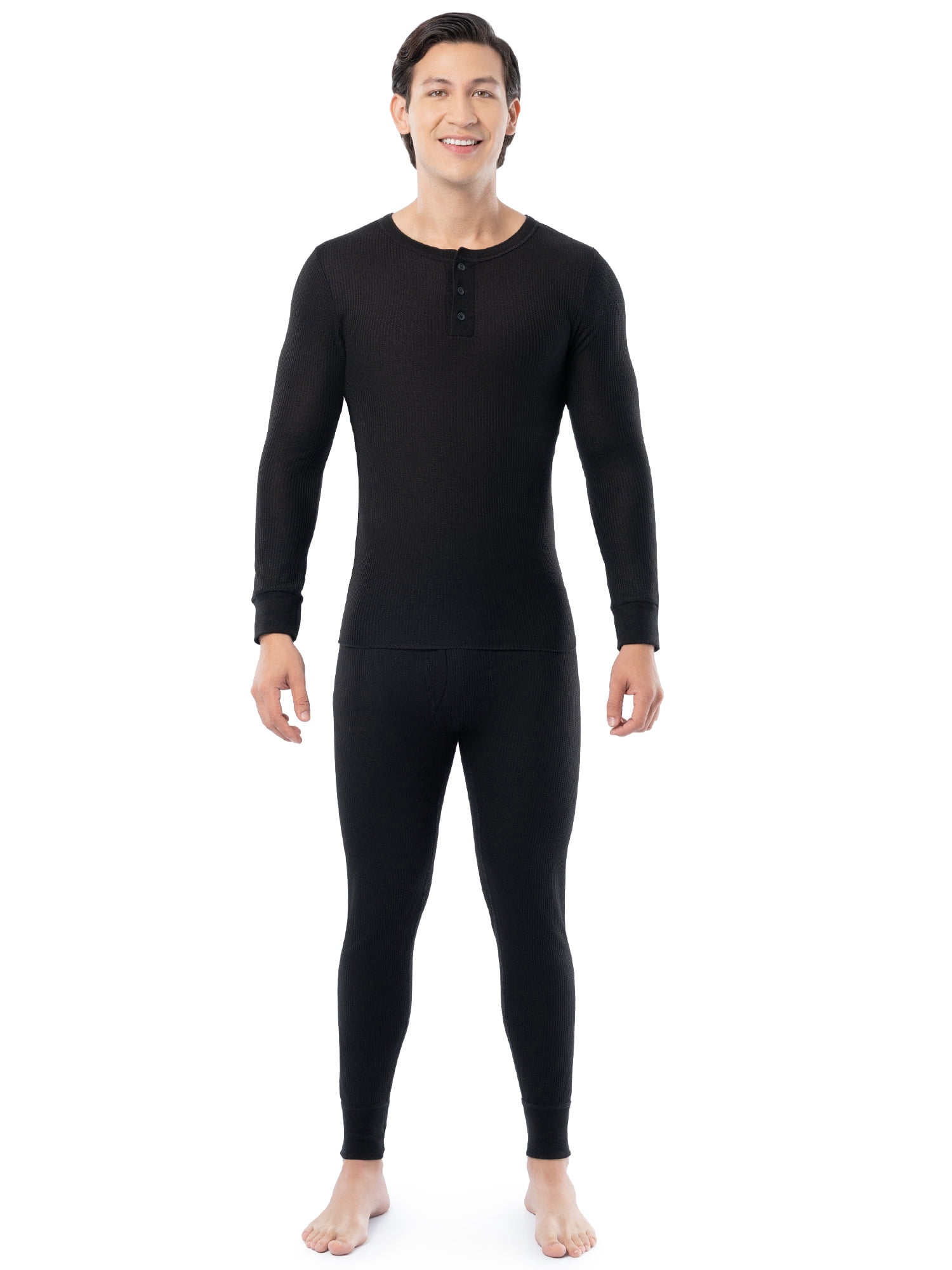 Fruit of the Loom Men's Thermal Waffle Underwear Henley Top, Sizes S-5XL