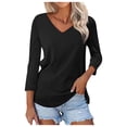 thumbnail image 1 of UANWENN Chemise de Base à Manches Longues Ajustée et Décontractée pour Femmes, T-Shirt à Manches 9 et Demi, Haut Imprimé 3D, Col Rond, T-Shirt à Col Roulé, Chemises de Travail pour Femmes Petites, Été, 1 of 4