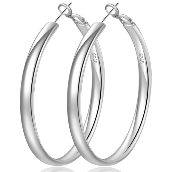 YOUNGYUE S925 Sterling Silver Hoop Earrings for Women, Hypoallergenic Thick Chunky Hoop Earrings, Jewelry Gifts