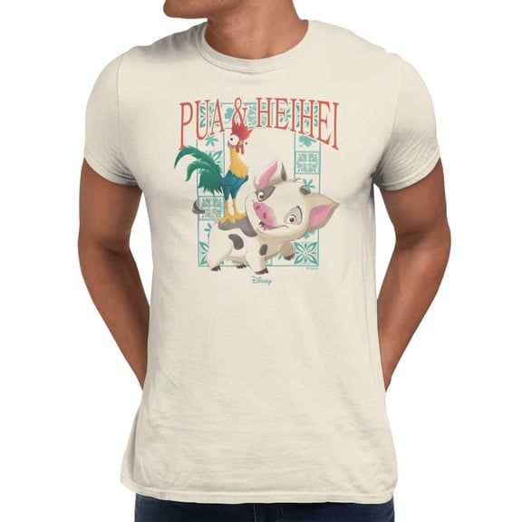 Disney Moana Pua And Hei Hei Frame Men's T Shirt (Natural, S-XXXL)