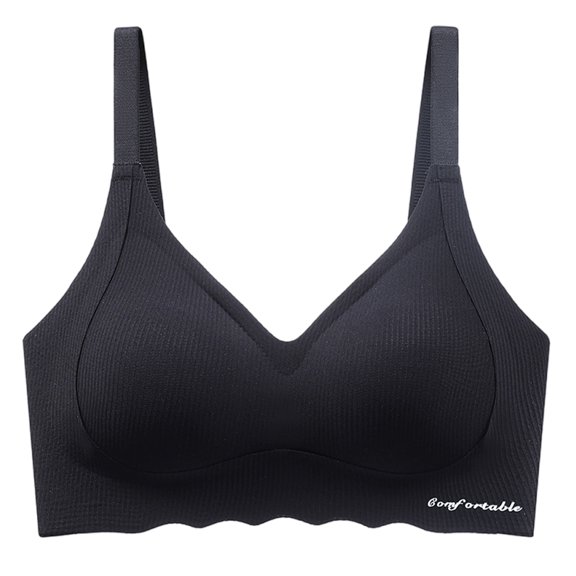 Bralette Bra Women Seamless Bra Feature V-Neck Demi & Balconette Bra Style W-482 Black M