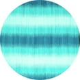 thumbnail image 1 of Ahgly Company Machine Washable Indoor Round Abstract Turquoise Blue Contemporary Area Rugs, 8' Round, 1 of 4