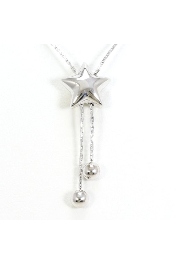 Pre-Owned 18K (18-karat white gold) necklace, total weight 5.0g, 68cm length, jewelry.