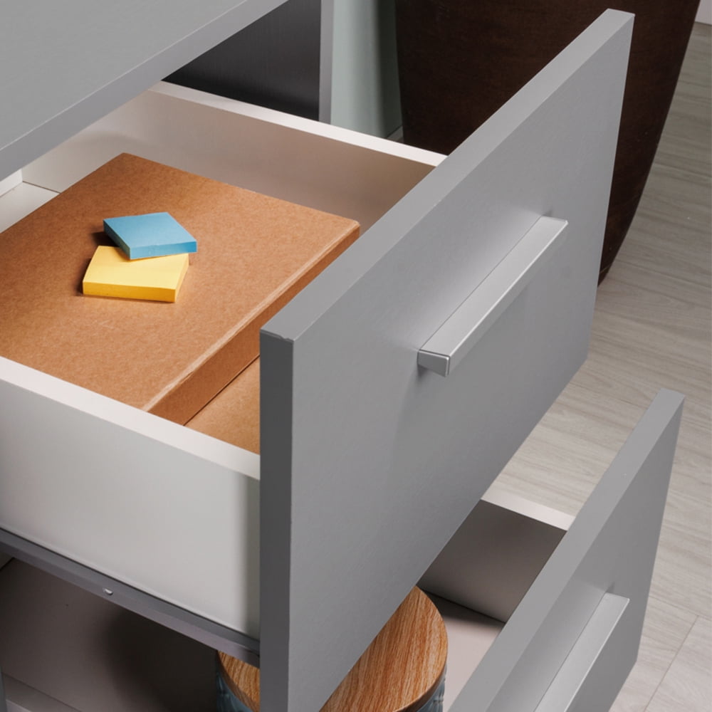 Madesa Modern Office Desk with Drawers 53 inch, Study Desk for Home Office, PC Table with 3 Drawers, 1 Door and 1 Storage Shelf (Grey)
