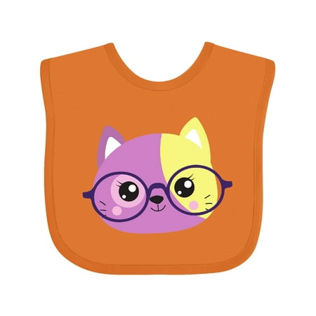 

Inktastic Hipster Cat Cat with Glasses Kitten Little Cat Gift Baby Boy or Baby Girl Bib