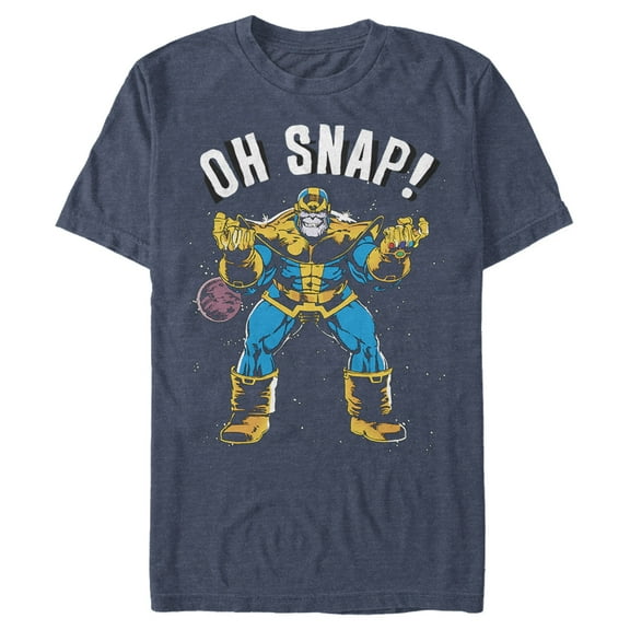 Men's Marvel Thanos Retro Oh Snap Graphic Tee Navy Blue Heather 2X Large