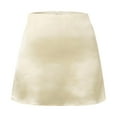 thumbnail image 5 of Curuila Womens A Line Mini Skirt High Waist Zipper Soft Solid Color Lined Short Skirt Beige Size L, 5 of 8