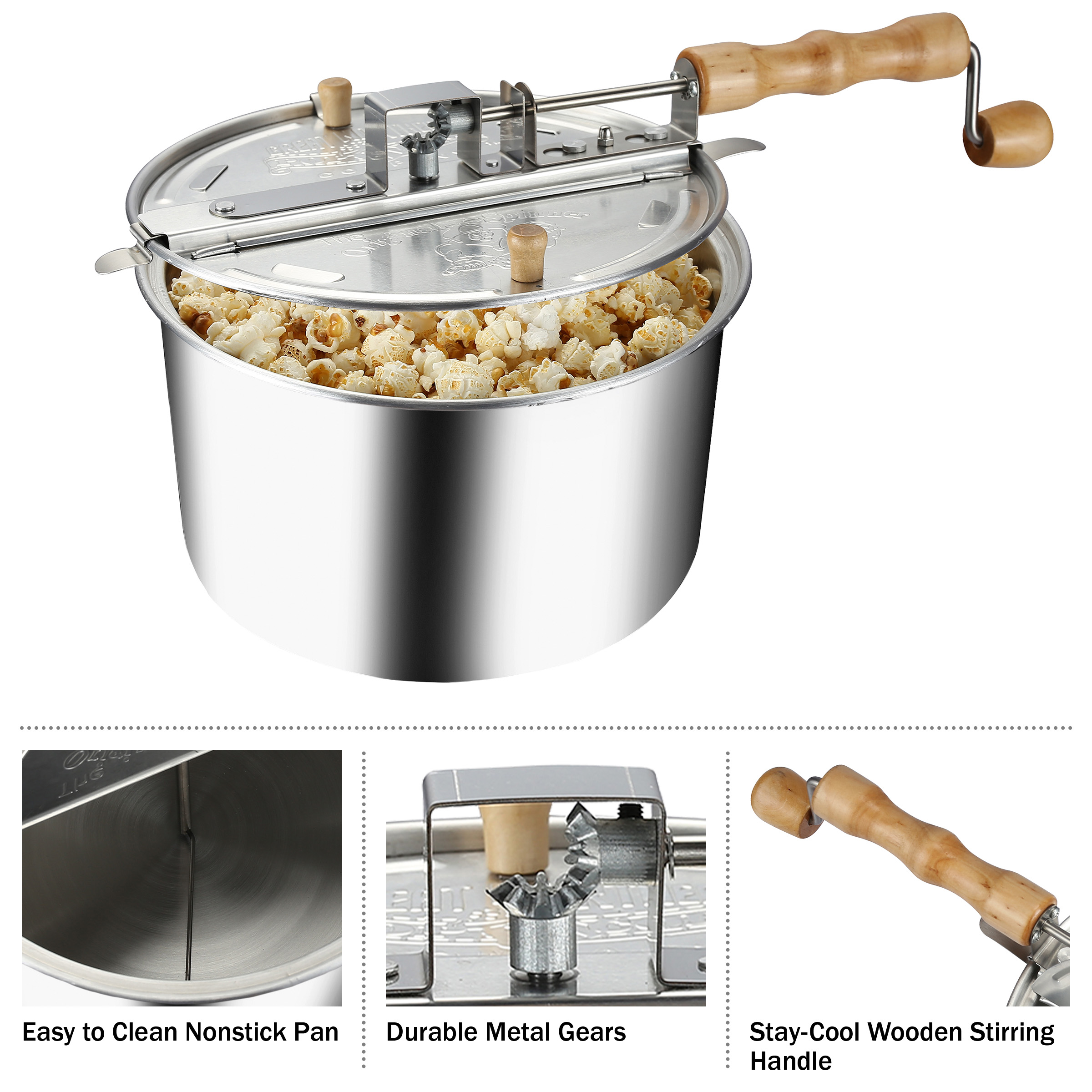 Great Northern Popcorn Original Spinner Stovetop 6.5 Quart Popcorn Popper - Theater Popcorn at Home! - image 3 of 8
