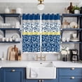 thumbnail image 2 of Blue Yellow Kitchen Curtains 84 Inch Length, Botanical Floral Motifs Wildflower Striped Grommet Top Bedroom Living Room Curtains, Light Filtering Cafe Curtain Drapes 2 Panels Set 104''x84'', 2 of 9