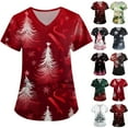 Biziza 2025 Christmas Green Scrub Tops for Women Candy Canes. Cotton