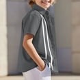 thumbnail image 2 of Guluxicc Button Up Shirts for Kids Boys Short Sleeve Linen Lapel Tops Solid Color Casual Summer Breathable Button Up Shirts, 2 of 9
