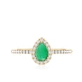 thumbnail image 3 of Rosec Jewels Teardrop Emerald Ring with Diamond Halo (4X6 mm, AAA Quality), 14K Yellow Gold, US 5.50, 3 of 7