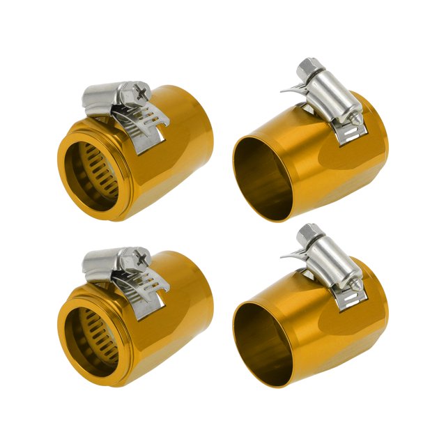 Abrazadera de acabado de manguera AN16 de Unique Bargains/ Acabador de mangueras de goma para tubo de aceite combustible/ Aleación de aluminio duradera/ 4 piezas tono dorado
