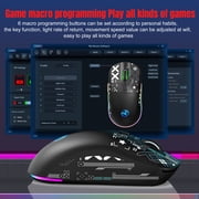 UHM Wirelss Gaming Mouse,Tri-Mode 2.4G/Bluetooth/USB-C Rechargeable Computer Mice with Silent,6 Macro Buttons,Ergonomic Design,Adjustable DPI,6 RGB LED Modes for PC/Mac/Laptop,Black