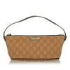 Pre-Owned Gucci GG Boat Baguette Canvas Fabric Brown