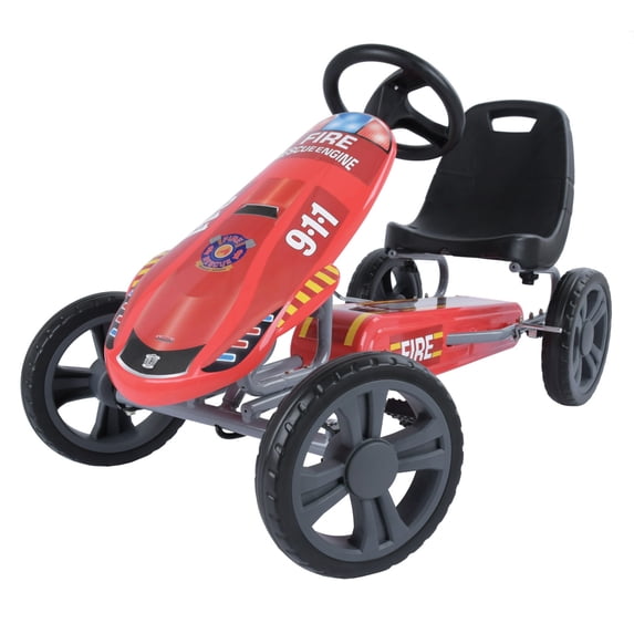 Open Box Hauck Speedster Pedal Go Kart w/ Bucket Seat for Ages 4-8, Fire Rescue