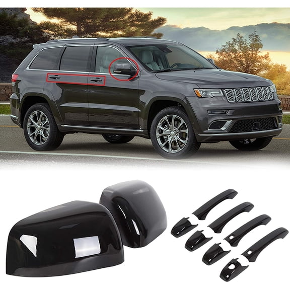 Kojem Door Handle Covers and Mirror Covers Compatible with 2011-2020 Grand Cherokee Dodge Durango