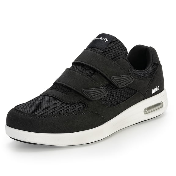 Wide Width Walking Shoes for Men Two Adjustable Hook and Loop Straps Breathable Mesh Air Cushion Sole Removable Insole Roomy