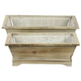 thumbnail image 3 of Set of 2 Rustic wood long rectanle planters w/ hard liner, 3 of 4
