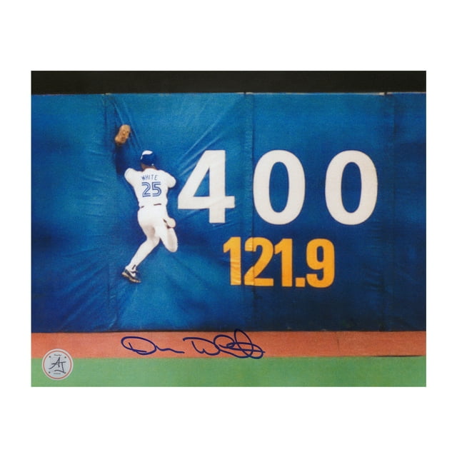 Devon White Signé Blue Jays de Toronto Série Mondiale The Catch Photo 8x10