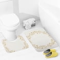thumbnail image 4 of Gold Floral Round Frame Bathroom Rugs Set 2 Pieces, Bathroom Set - Quick Drying Bath Mat And U-Shaped Toilet Rug, Water Absorbent Bath Carpet For Bedroom Floor Living Room, Machine Washable, 4 of 6