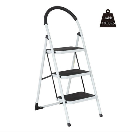 UBesGoo Anti-Slip 2/3/4 Step Ladder, Lightweight EN131 Adjustable Sturdy Steel Frame Large Folding Platform Step Stool Ladder with Handgrip & Wide Pedal, 330lbs Capacity, for Home Cleaning