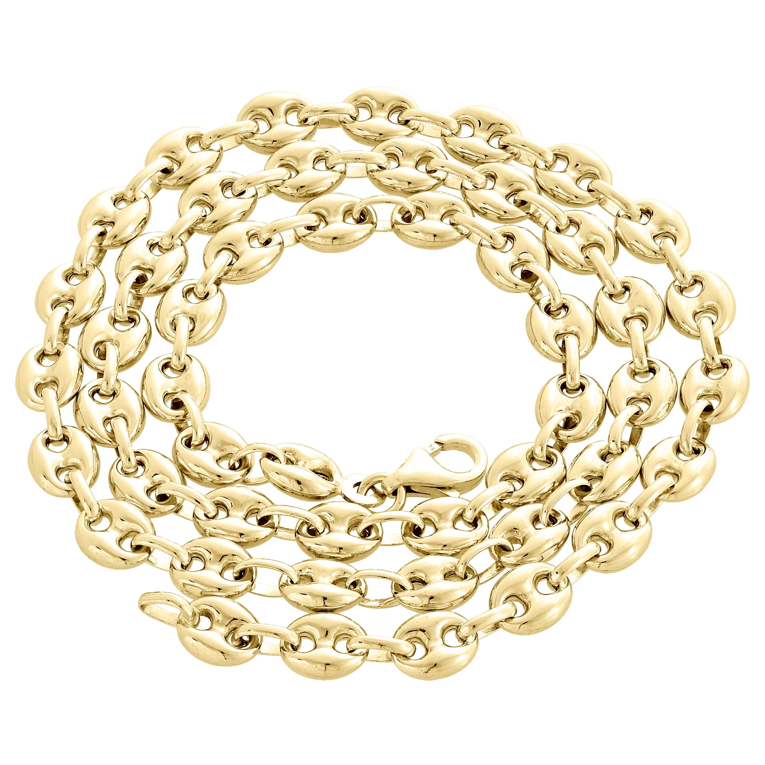 Real 10K Yellow Gold 3D Hollow Puff Gucci Link Chain 6.50mm Necklace 20