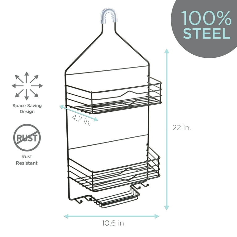 Bath Bliss Grey Steel 3-Shelf Hanging Shower Caddy 4.69-in x 10.63-in x  22.05-in in the Bathtub & Shower Caddies department at