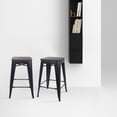 thumbnail image 2 of Leejay 24 inch Black Backless Metal Bar Stool with Wood Seat, Set of 2, 2 of 5