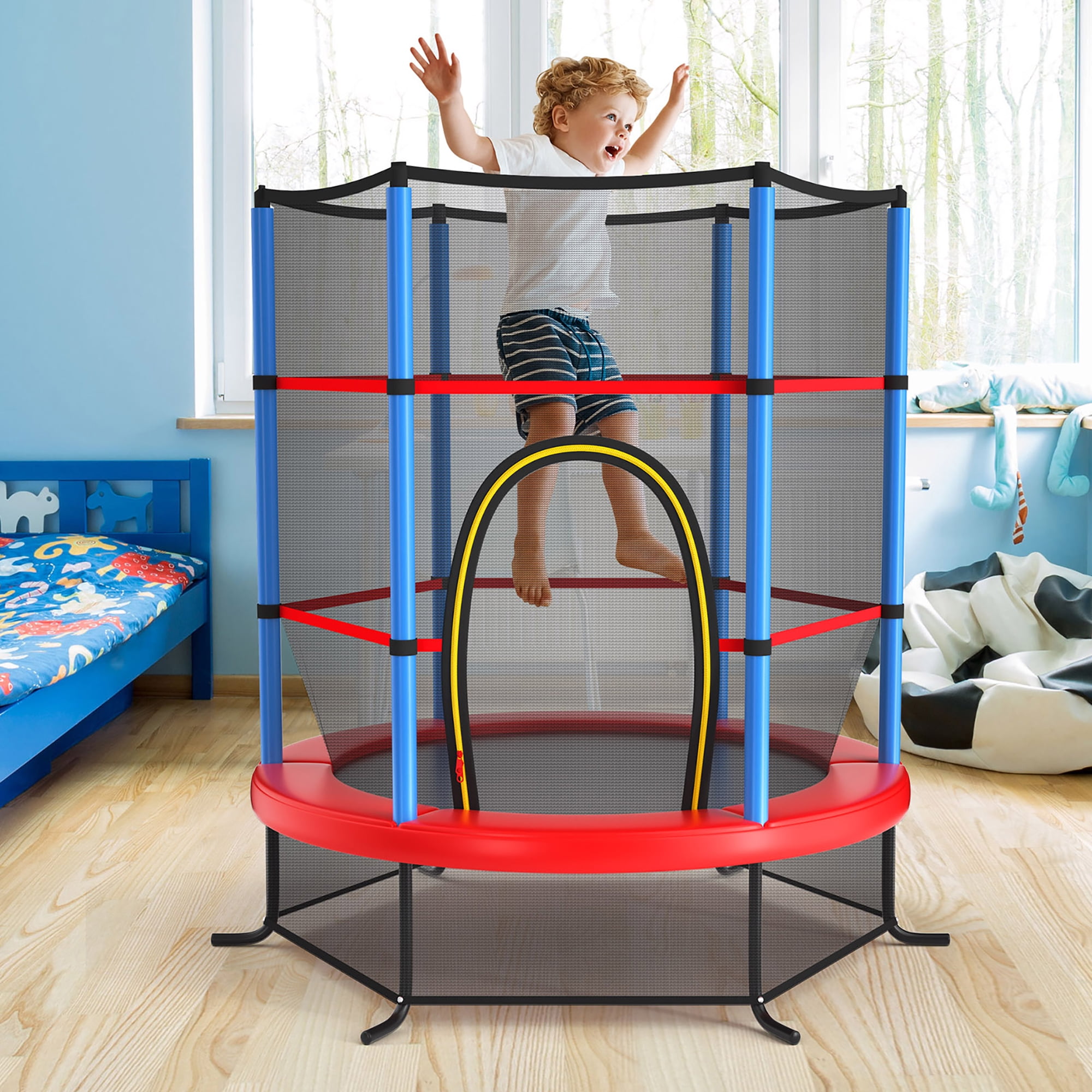Costway 55" Kids Trampoline Bouncing Jumping Mat Recreational Trampoline W/Enclosure Net