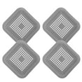 thumbnail image 1 of Uxcell 4 paquetes de atrapadores de cabello para desagües de ducha, colador cuadrado para ducha y cocina, gris, 1 of 5