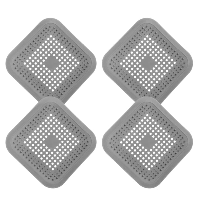 Uxcell 4 paquetes de atrapadores de cabello para desagües de ducha, colador cuadrado para ducha y cocina, gris