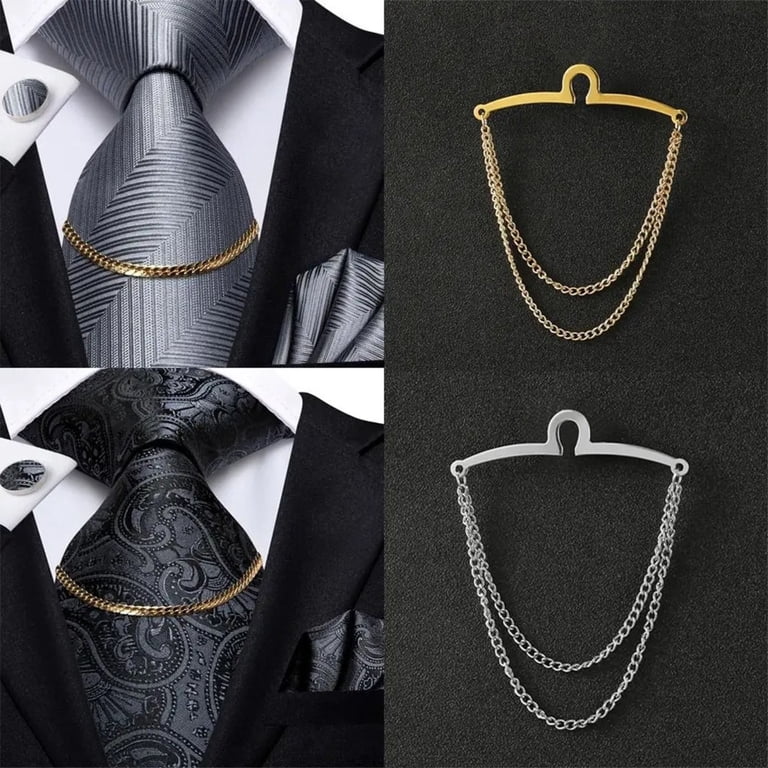 Men Tie Clip Necktie Link Chain Jewelry Gift for Business Wedding