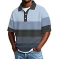 thumbnail image 2 of Men's Polo Shirts Color Block Short Sleeve Button Down Shirts Relaxed Fit Formal Dress Work Golf Collared Shirt, M, 2 of 6