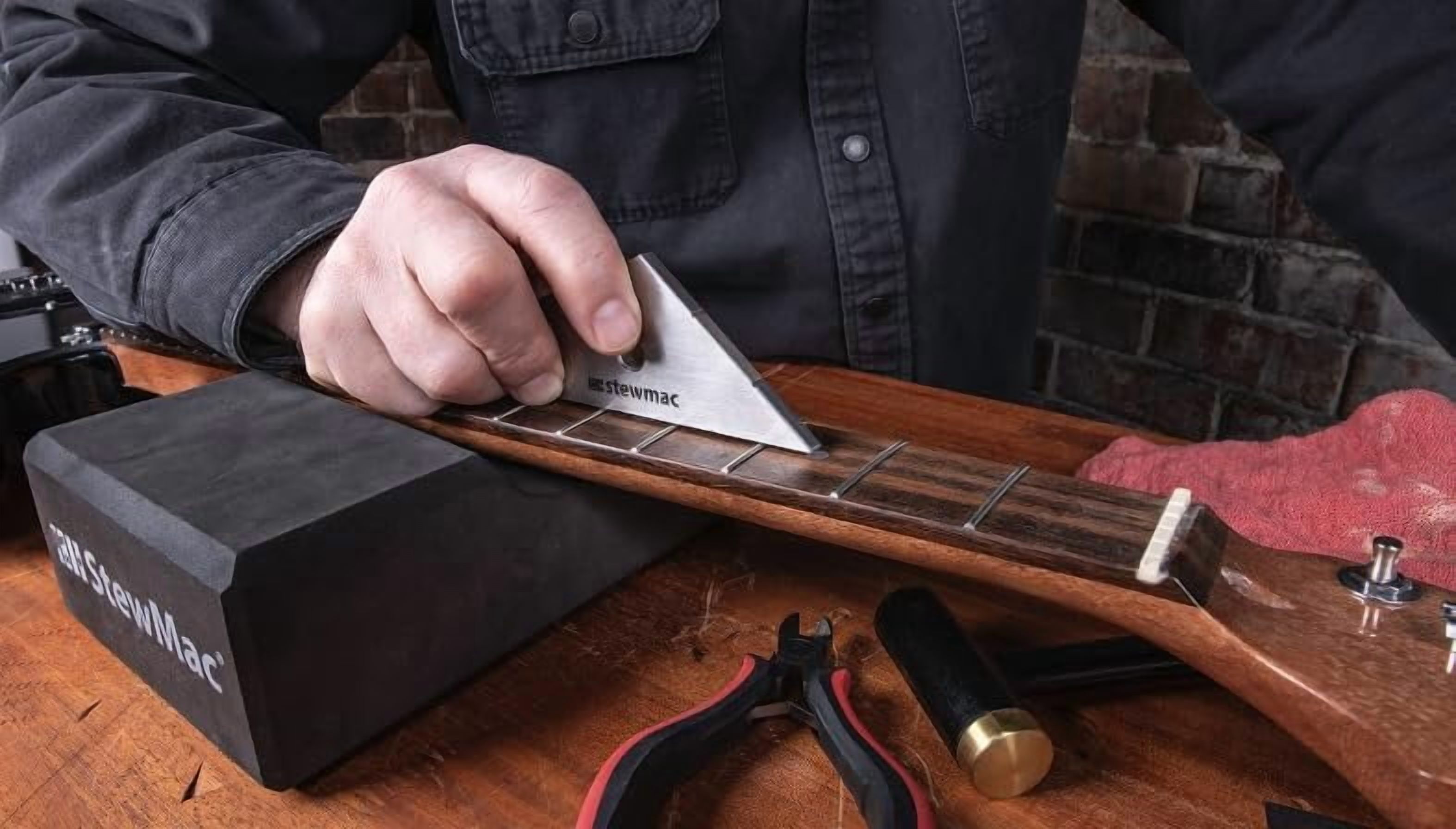 StewMac Precision Fret Guitar Tool Trio, Imperial  String Action Gauge, Fret Rocker, Fret Kisser for Guitar Setup & Repair