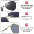 thumbnail image 5 of Gafas de sol TANGJMXG con forma de corazón para mujer marco de metal polarizado negro/lente negro, 5 of 5