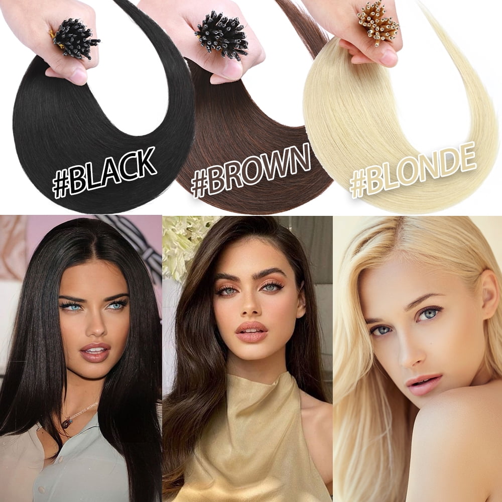 SEGO Nano Ring Beads Tip Hair Extensions 100% Human Hair Nano Ring Remy Hair Extensions Real Human Hair Cold Fusion Nano Hair Extensions Any Color Nano Loop Extensions 50G-150G Thick Full Head