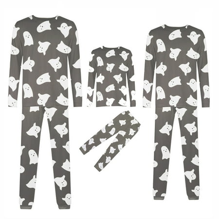 

jsaierl Family Matching Pajamas for 3 Women Men Halloween 2 Piece Set House Wear Crewneck Casual Pjs Set Loungewear