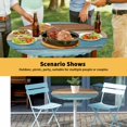 thumbnail image 6 of Elastic Fitted Round Tablecloth, Farmhouse Light Blue Brown Waterproof Stretch Table Cover for 45"-54" Tables, Vintage Wooden Striped Washable Outdoor Tablecloths for Patio, Picnic, Camping, 6 of 9