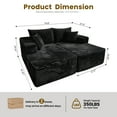 thumbnail image 3 of Vcatnet 75"x62" Chaise Lounge Chair Indoor Oversized Lounge Couch Plush Upholstered Corduroy Cloud Sofa Bed for Living Room and Bedroom, Black, 3 of 9