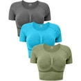 thumbnail image 1 of SURJDE Women's 3 Piece Tank Tops Ribbed Seamless Workout Exercise Shirts Yoga Crop Tops, 1 of 6