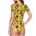 thumbnail image 4 of Haiem Bees and Sunflowers Women's Crew Neck Short Sleeve Bodysuit Tops Stretchy Slim Basic-XX-Large, 4 of 9