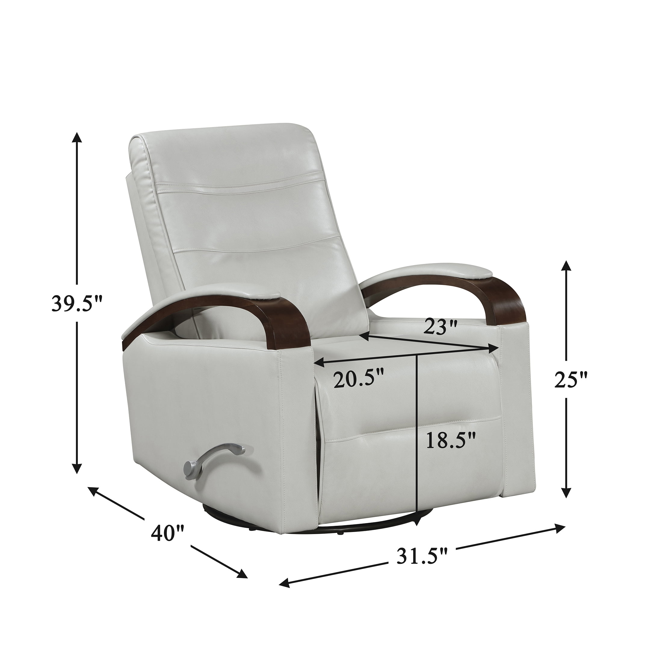 OakvillePark Goldenmere Faux Leather Swivel Glider Reclining Chair, Smoke