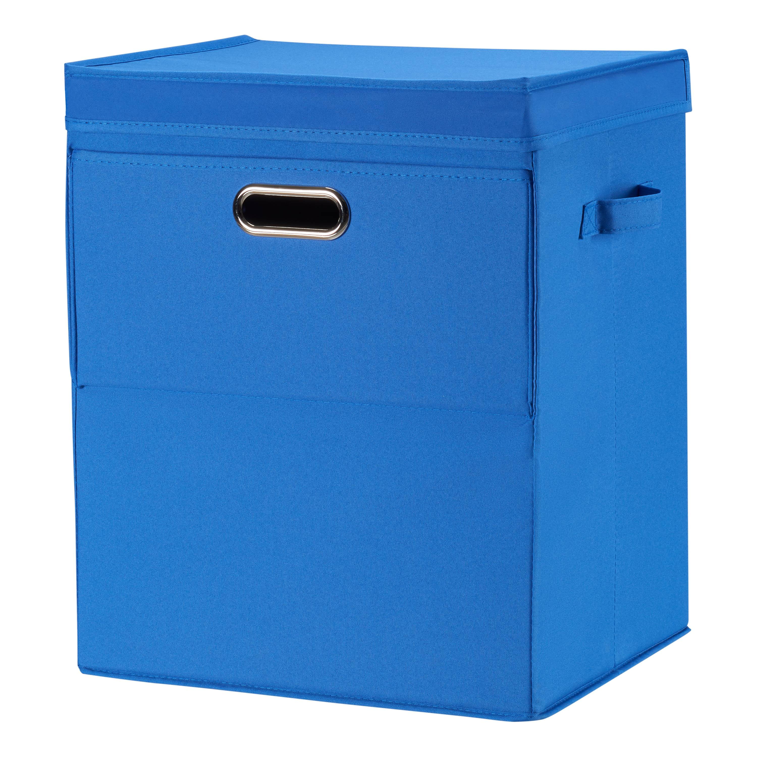 Mainstays Front Loading Stackable Large Laundry Hamper with Lid, Blue