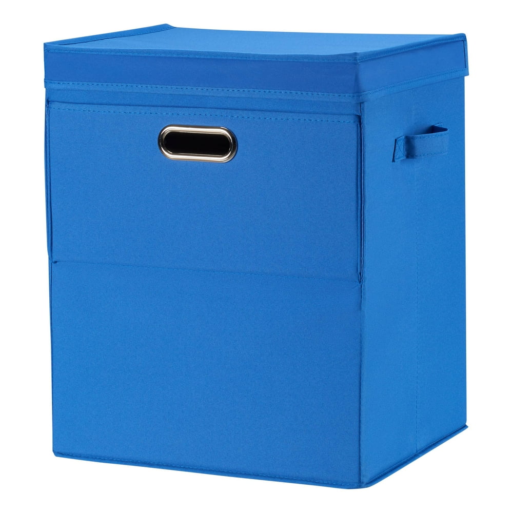 Mainstays Stackable Large Laundry Hamper with Lid, Blue