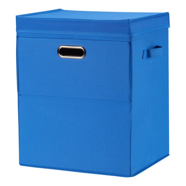Mainstays Stackable Large Laundry Hamper with Lid, Blue