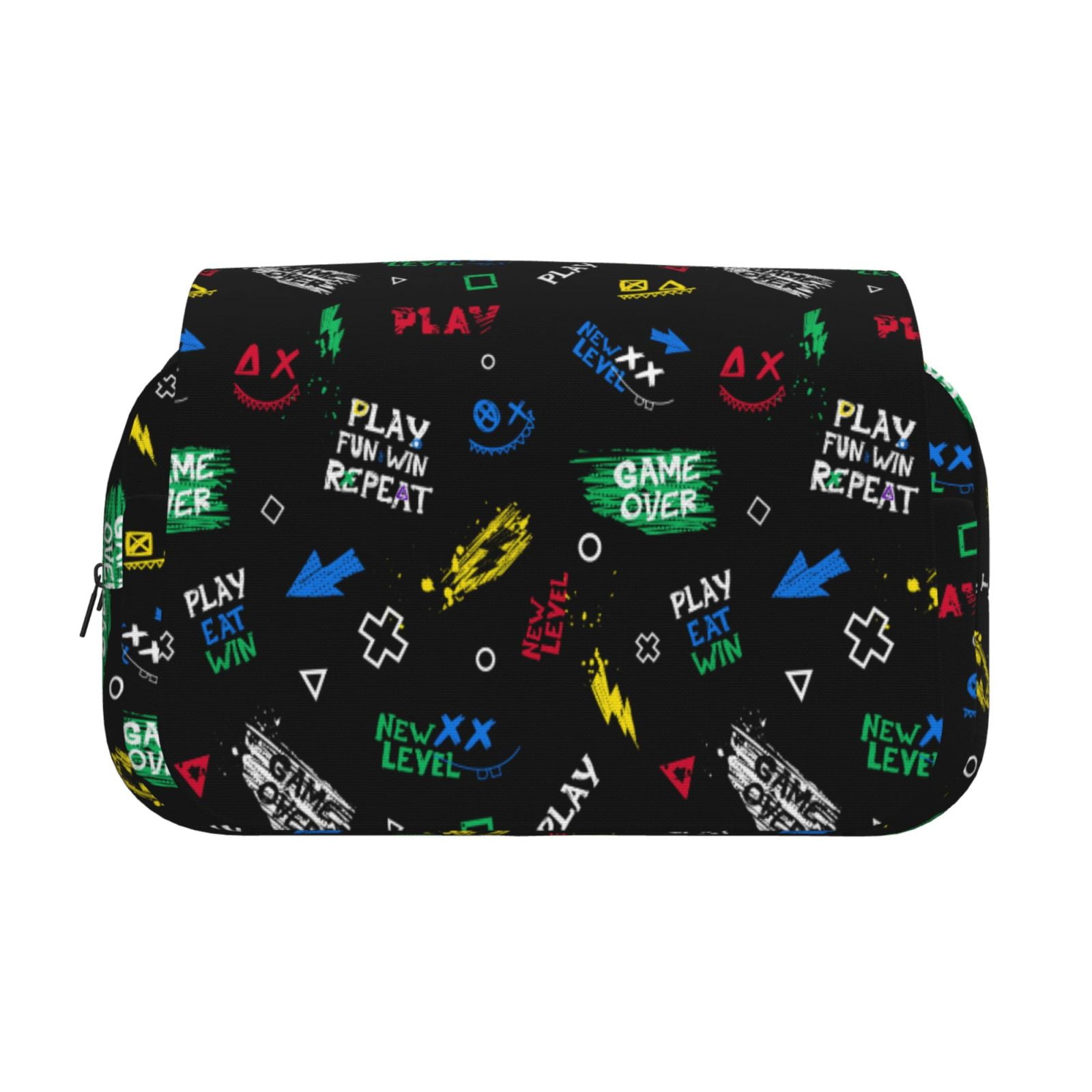 Rateoe Gamepads Pattern Double Clamshell Pen Case, Storage Organizer with Two Zipper Compartments– Holds Up to 50 Pencils & Pens