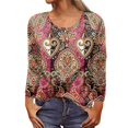 thumbnail image 1 of MHFRRA Camiseta de Manga Larga con Cuello Redondo y Estampado Floral para Mujer, Estilo Informal y Elegante. Rosa Fuerte, 1 of 4