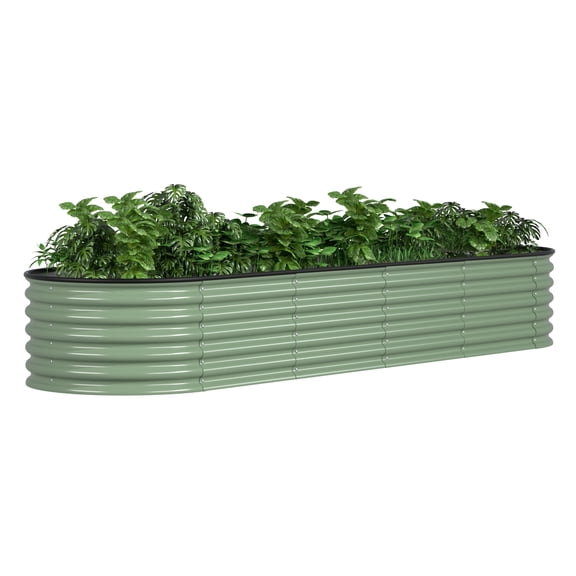 VEIKOUS Metal Garden Bed, 8x2x1.4 ft Large Garden Bed with 9-in-1 Configurations and Layouts, Cyan